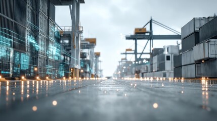 Naklejka premium 5g smart pillar monitoring container terminal operations