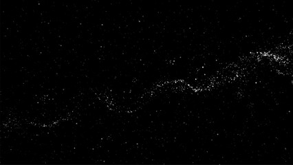 Obraz premium Abstract dot space grain noise vector background with scattered particles creating a swirling pattern on a black backdrop for digital design element.