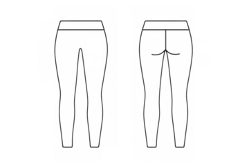 Leggings technical sketch outline. Clothing apparel template. Yoga pants fashion design mockup, front and back view