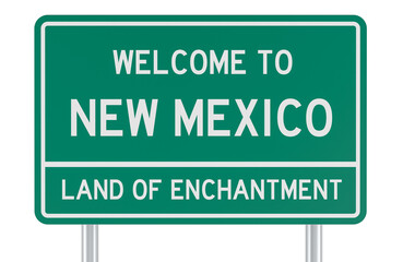 Welcome to New Mexico, road sign. 3D rendering