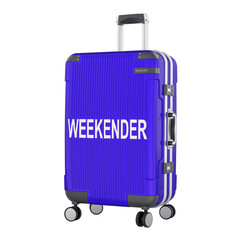 Weekender concept with suitcase. 3D rendering