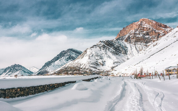 Snow Drive in the mountains