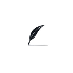 Feather pen logo Icon flat vector design
