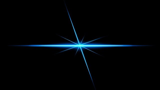 blue flare on laser flash on black background