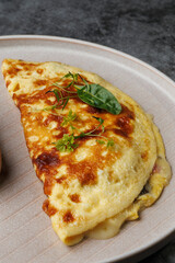 Delicious Cheese Omelette On Plate With Toast