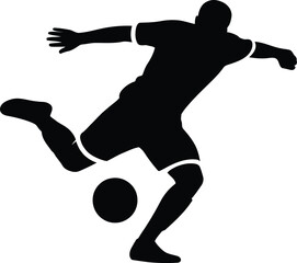 Dynamic Soccer Player Kicking Ball Stylized Silhouette Vector on a Transparent Background