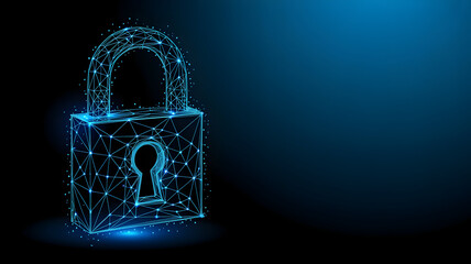 Digital Cybersecurity Lock Symbol on Dark Background