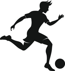 Obraz premium Soccer Player Silhouette Running and Dribbling the Ball Vector on a Transparent Background