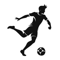 Naklejka premium Striking Soccer Player Graphic Vector Kicking Ball with Power and Energy on a Transparent Background
