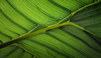 extreme close up macro photograph revealing the intricate luminous veining and cellular structure of a vibrant green leaf showcasing nature s delicate patterns
