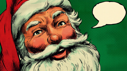 santa claus new year christmas speech balloon pop art comic design concept