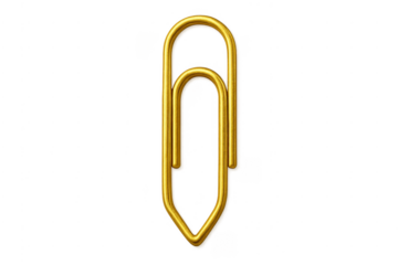 Golden paper clip office stationery accessory transparent background