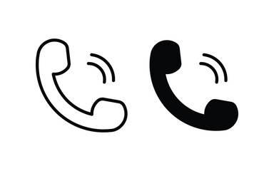 Obraz premium phone call icon set. telephone sign and symbol. contact us concept. Phone flat and outline vector.