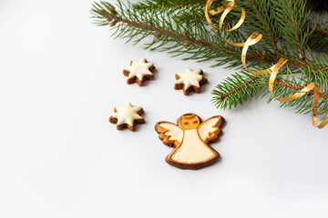 gingerbread cookies and christmas decorations
