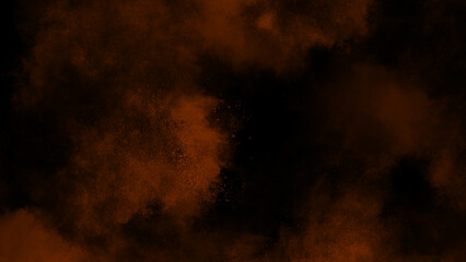 Abstract textured background with dark brown and burnt orange watercolor washes isolated on transparent background