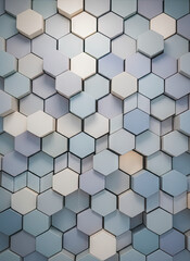 Fototapeta premium Abstract arrangement of white and blue geometric hexagons creating a 3d texture
