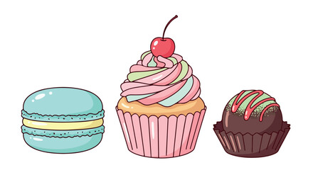 Pastries assortment with transparent background