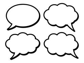 Four blank speech bubbles are isolated on a white background.