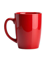Ceramic Red Coffee Mug with Minimalist Design isolated on a white background
