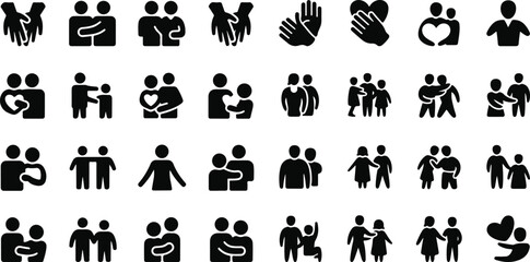 Social welfare support icon set