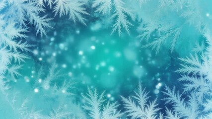 Abstract winter frost patterns on a soft blue bokeh background, creating a magical icy crystal effect - Powered by Adobe