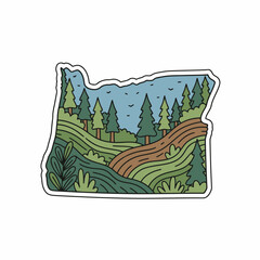 Earthy Oregon Vector Art: Hand-Drawn Botanical Elements, Stylized Pine Trees, and Calm Nature Aesthetic for Organic Merchandise