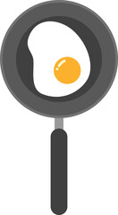 Fried egg in frying pan flat illustration