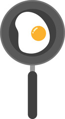 Fried egg in frying pan flat illustration