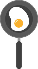 Fried egg in frying pan flat illustration