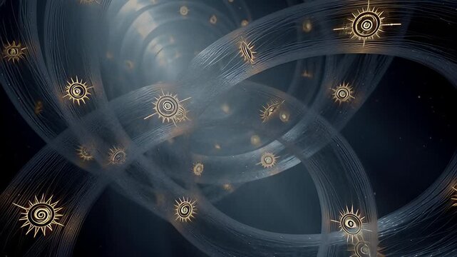 Collective Unconscious: Ethereal archetypes and ancient symbolism illuminate an abstract, flowing cosmic tapestry of spiritual consciousness and the esoteric mind.