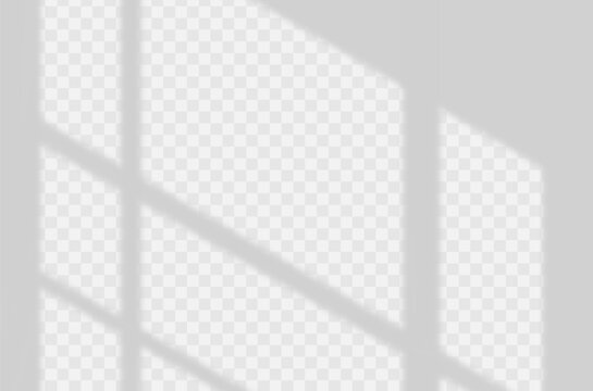 Natural Light and shadow from window overlay effect on TRANSPARENT background. Silhouette light abstract can use for wallpaper minimal,mock up design.Black and white blurred image backdrop.