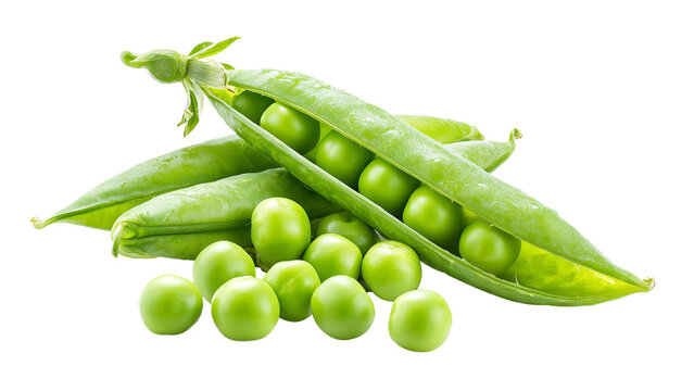 Macro shot of green peas on a transparent background