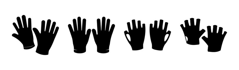 Obraz premium Collection of hand protection gloves silhouette vector set