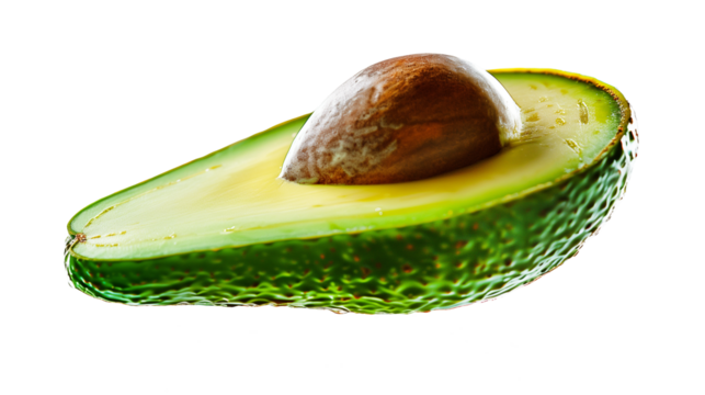 half an avocado on a transparent background	