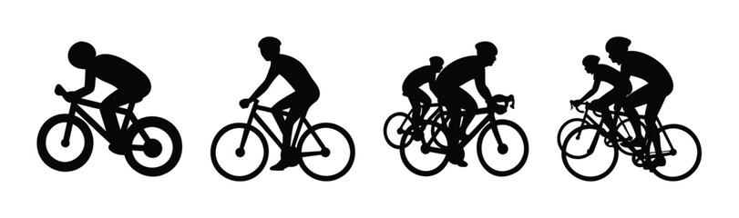 Fototapeta premium Cyclists silhouettes on bicycles for sport and recreation