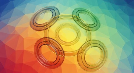 Abstract geometric background with colorful gradient and circular shapes