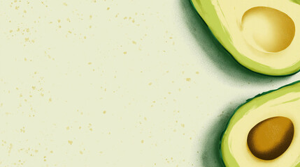 Slicing fresh avocado kitchen digital illustration minimalist style close-up healthy eating concept