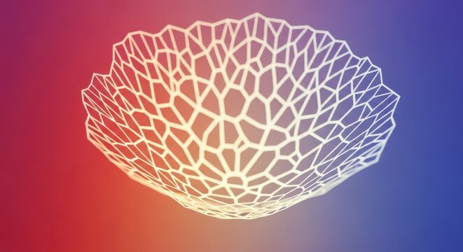 Abstract Geometric Network Structure with Warm and Cool Tones