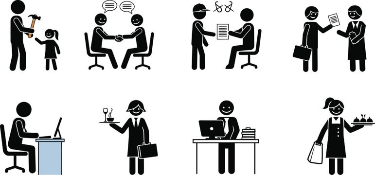 Stick figure exercise icons vector set for fitness gym yoga and sport activities workout poses and routines