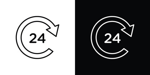 24 Hrs icon. Outline symbol for Website UI