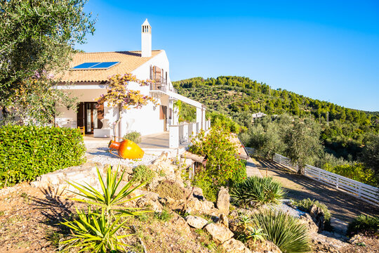 Charming countryside villa surrounded by olive trees and Mediterranean gardens in Apulia, Italy