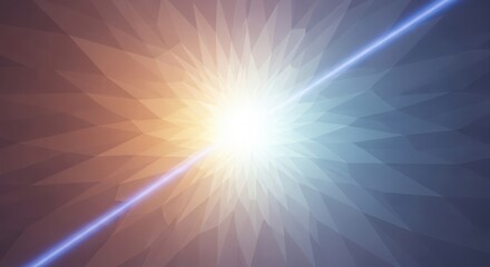 Abstract light burst with triangular facets and bright beam