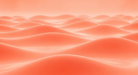 Abstract Smooth Hills Landscape in Salmon Color Background