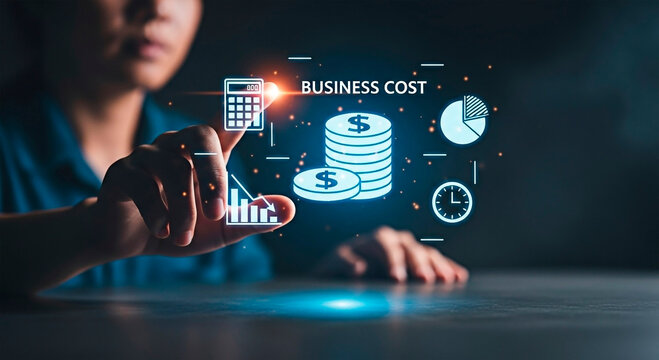 Woman analyzing business cost for the concept of financial strategy and economic analysis.