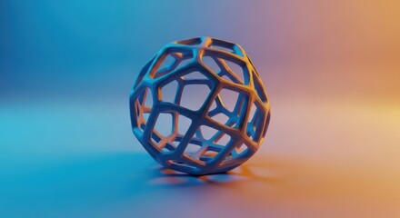 Abstract Voronoi Shape Geometric Design with Blue and Orange