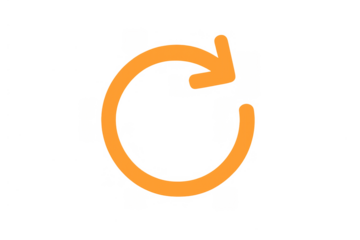 Orange circular arrow icon representing refresh, reload, update, repeat, and cycle with transparent background