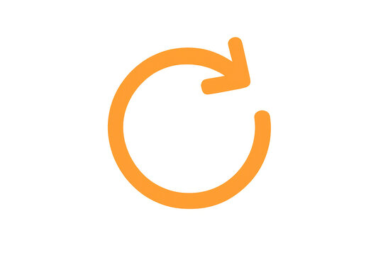 Orange circular arrow icon representing refresh, reload, update, repeat, and cycle with transparent background