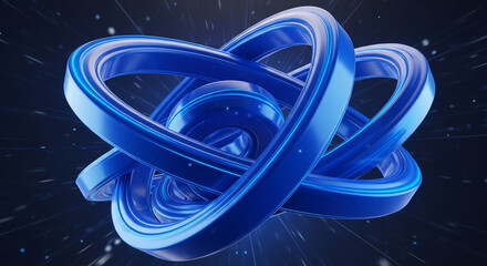 Dynamic blue rings intertwined in a mesmerizing, modern design that evokes connectivity and innovation with a futuristic feel for tech branding projects
