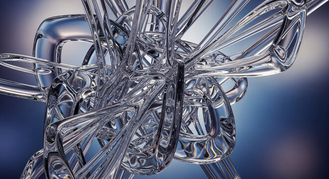 Stunning abstract glass sculpture with fluid curves and dynamic reflections for cutting-edge design projects, conveying innovation and sleekness