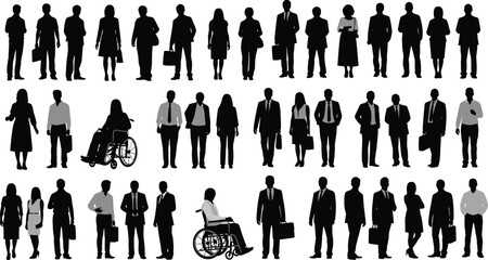 Diverse business people silhouettes vector illustration for corporate design and inclusion concept